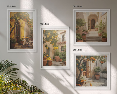 Composizione di 4 quadri Patio con alberi di agrumi