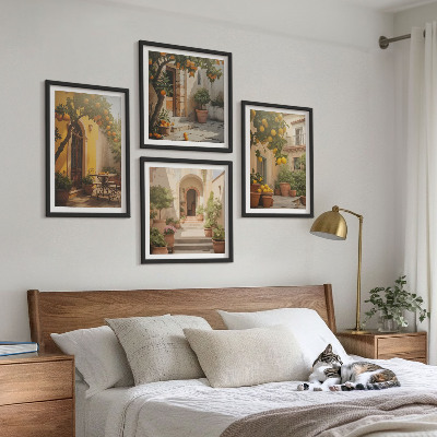 Composizione di 4 quadri Patio con alberi di agrumi