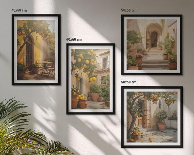 Composizione di 4 quadri Patio con alberi di agrumi