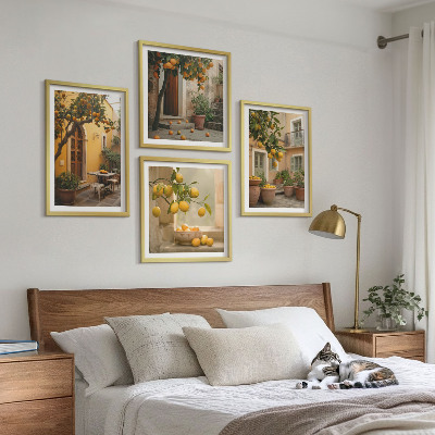 Polittico con cornice Giardino di agrumi al sole