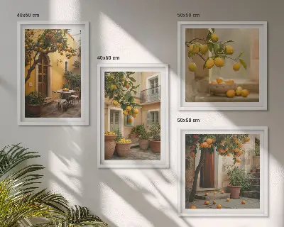 Giardino di agrumi al sole polittico con cornice