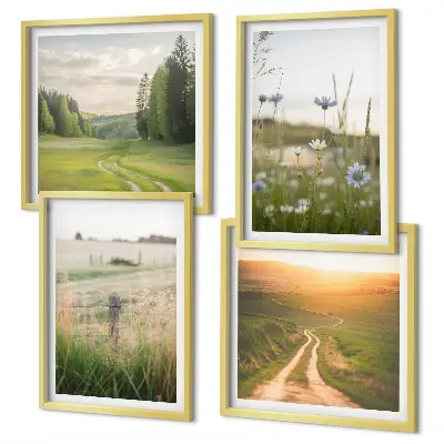 Galleria a parete con paesaggio naturale di campi soleggiati