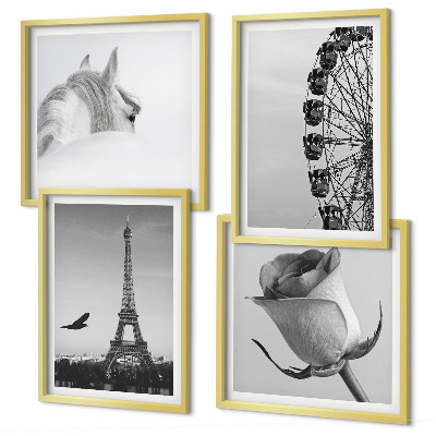 Galleria a parete Rosa Torre Eiffel Cavallo Ruota panoramica B&N