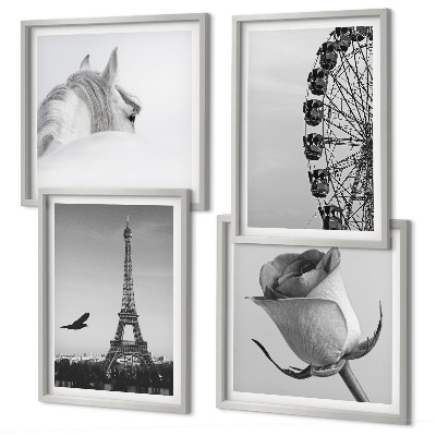 Galleria a parete Rosa Torre Eiffel Cavallo Ruota panoramica B&N