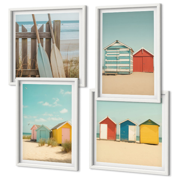 Polittico con cornice Case colorate spiaggia sole