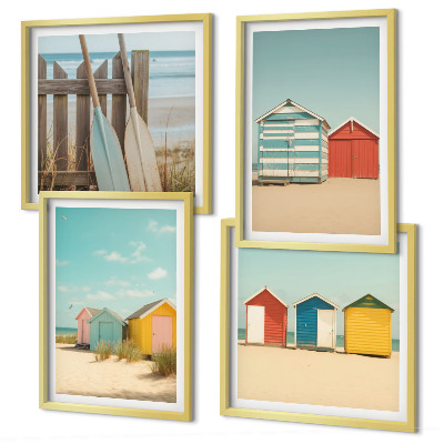 Polittico con cornice Case colorate spiaggia sole