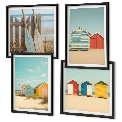 Polittico con cornice Case colorate spiaggia sole