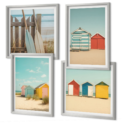Polittico con cornice Case colorate spiaggia sole