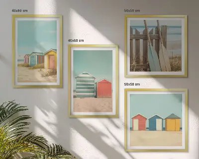 Galleria a parete con case sulla spiaggia colorate
