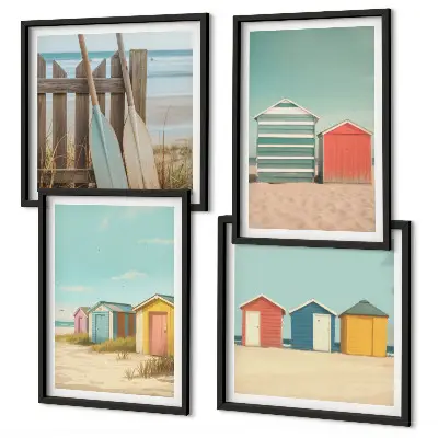 Galleria a parete con case sulla spiaggia colorate