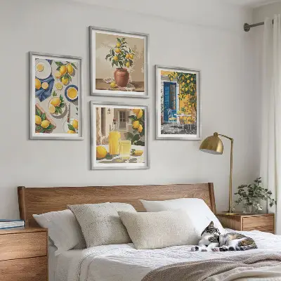 Composizione di 4 quadri Giardino dei limoni con bevande composizione di 4 quadri