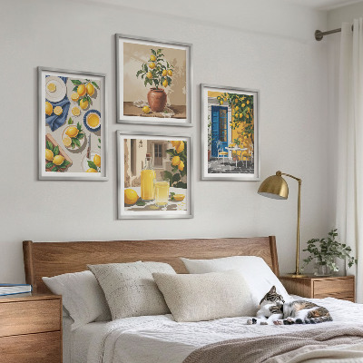 Composizione di 4 quadri Giardino dei limoni con bevande