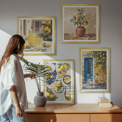 Composizione di 4 quadri Giardino dei limoni con bevande
