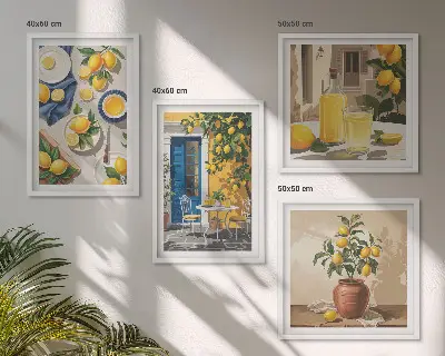 Composizione di 4 quadri Giardino dei limoni con bevande composizione di 4 quadri