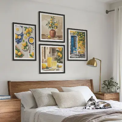 Composizione di 4 quadri Giardino dei limoni con bevande composizione di 4 quadri