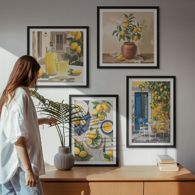 Composizione di 4 quadri Giardino dei limoni con bevande