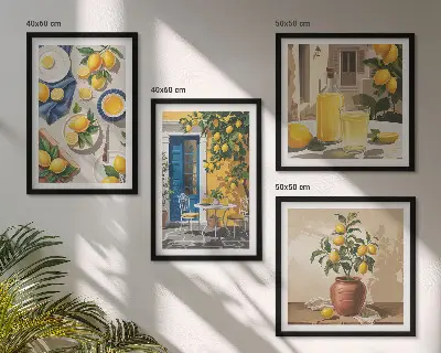 Composizione di 4 quadri Giardino dei limoni con bevande composizione di 4 quadri