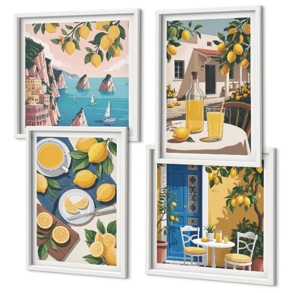 Composizione di 4 quadri Limonata al sole del patio