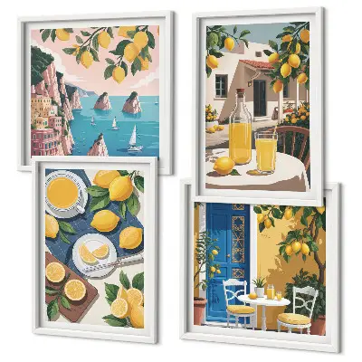 Limonata al sole del patio composizione di 4 quadri