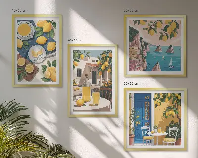 Limonata al sole del patio composizione di 4 quadri