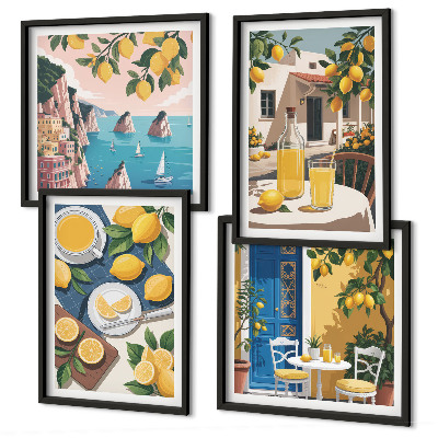 Composizione di 4 quadri Limonata al sole del patio