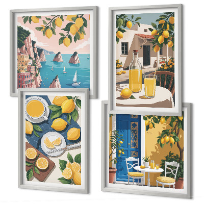 Composizione di 4 quadri Limonata al sole del patio