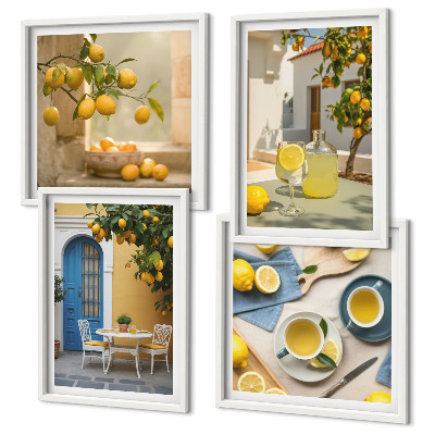 Polittico con cornice limoni limonata porta blu