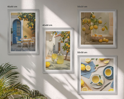 Polittico con cornice limoni limonata porta blu