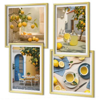 Polittico con cornice limoni limonata porta blu