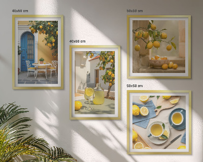 Polittico con cornice limoni limonata porta blu