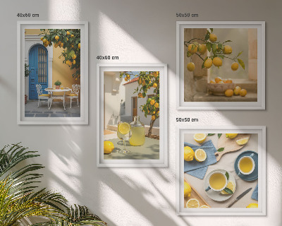 Polittico con cornice limoni limonata porta blu