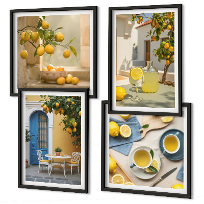 Polittico con cornice limoni limonata porta blu