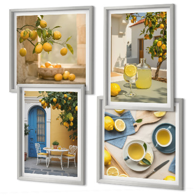 Polittico con cornice limoni limonata porta blu