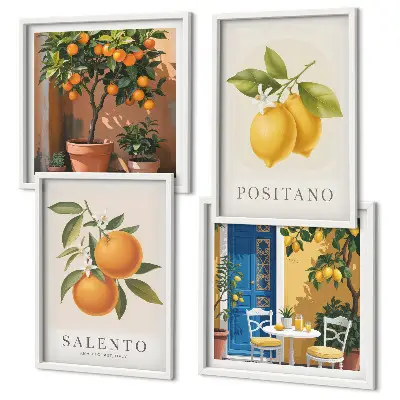 Galleria a parete decorazione con limoni e arance di Amalfi