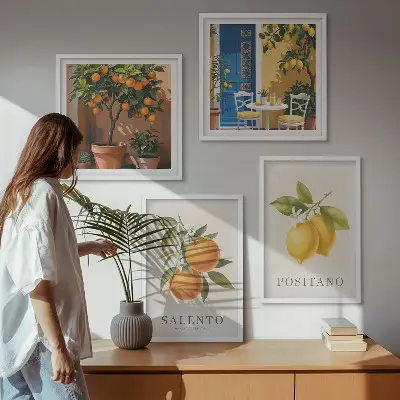 Galleria a parete decorazione con limoni e arance di Amalfi