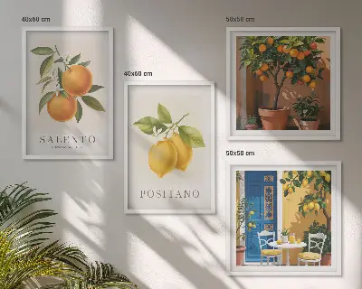 Galleria a parete decorazione con limoni e arance di Amalfi
