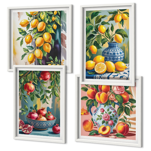Composizione di 4 quadri Composizioni di frutta