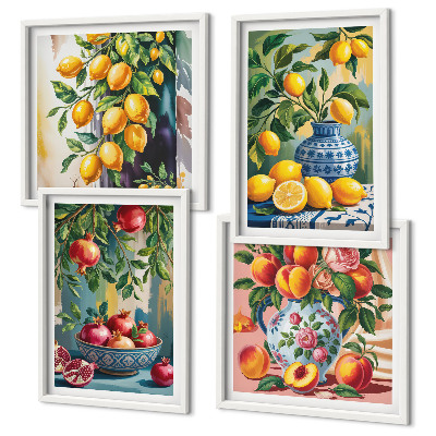 Composizione di 4 quadri Composizioni di frutta
