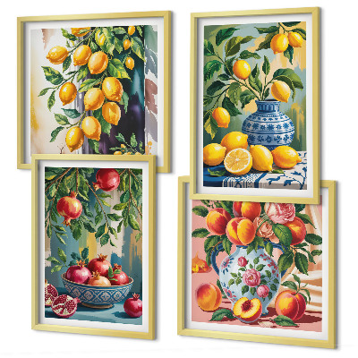 Composizione di 4 quadri Composizioni di frutta
