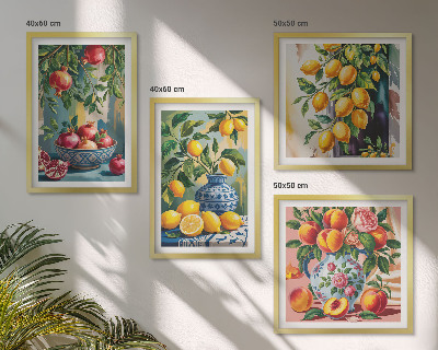 Composizione di 4 quadri Composizioni di frutta