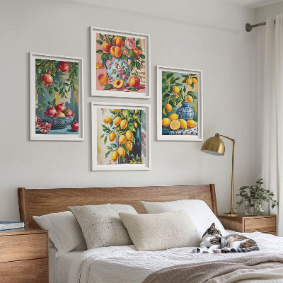 Composizione di 4 quadri Composizioni di frutta