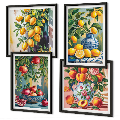 Composizione di 4 quadri Composizioni di frutta