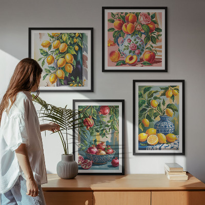 Composizione di 4 quadri Composizioni di frutta