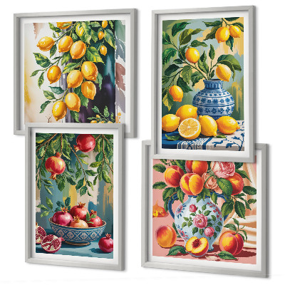 Composizione di 4 quadri Composizioni di frutta
