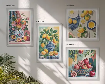 Fiori e frutta in vaso galleria a parete