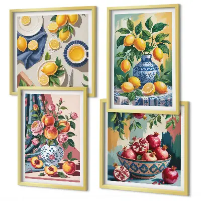 Fiori e frutta in vaso galleria a parete