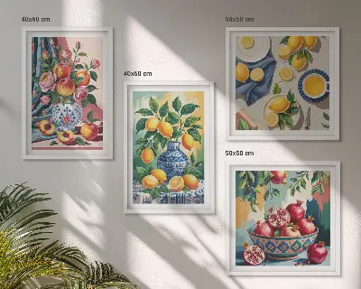 Fiori e frutta in vaso galleria a parete