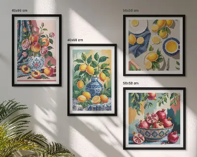 Fiori e frutta in vaso galleria a parete