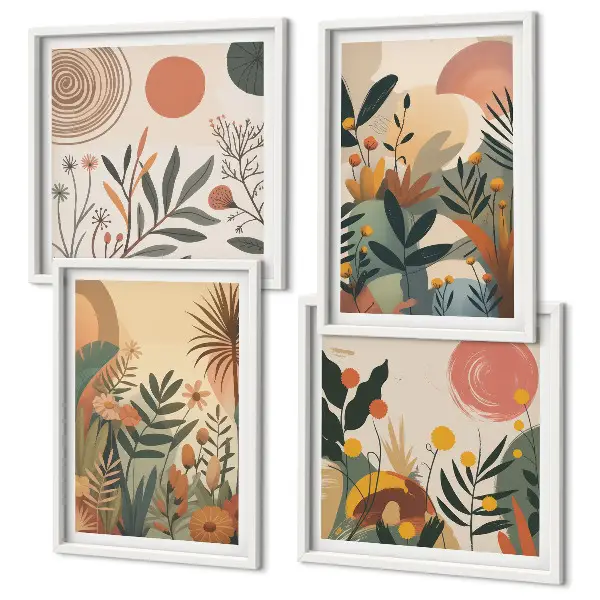 Galleria a parete con motivi vegetali a colori