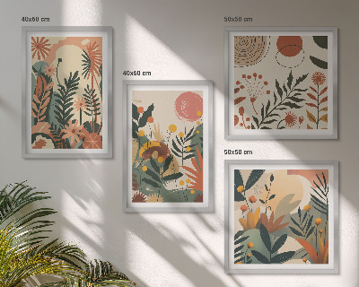 Composizione di 4 quadri Fantasie floreali dai colori pastello